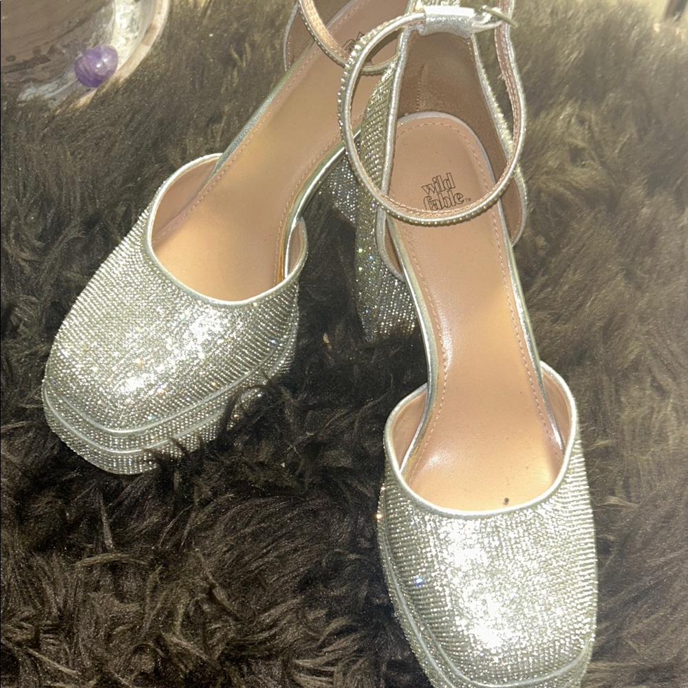 Wild Fable Silver Glitter Platform Shoes